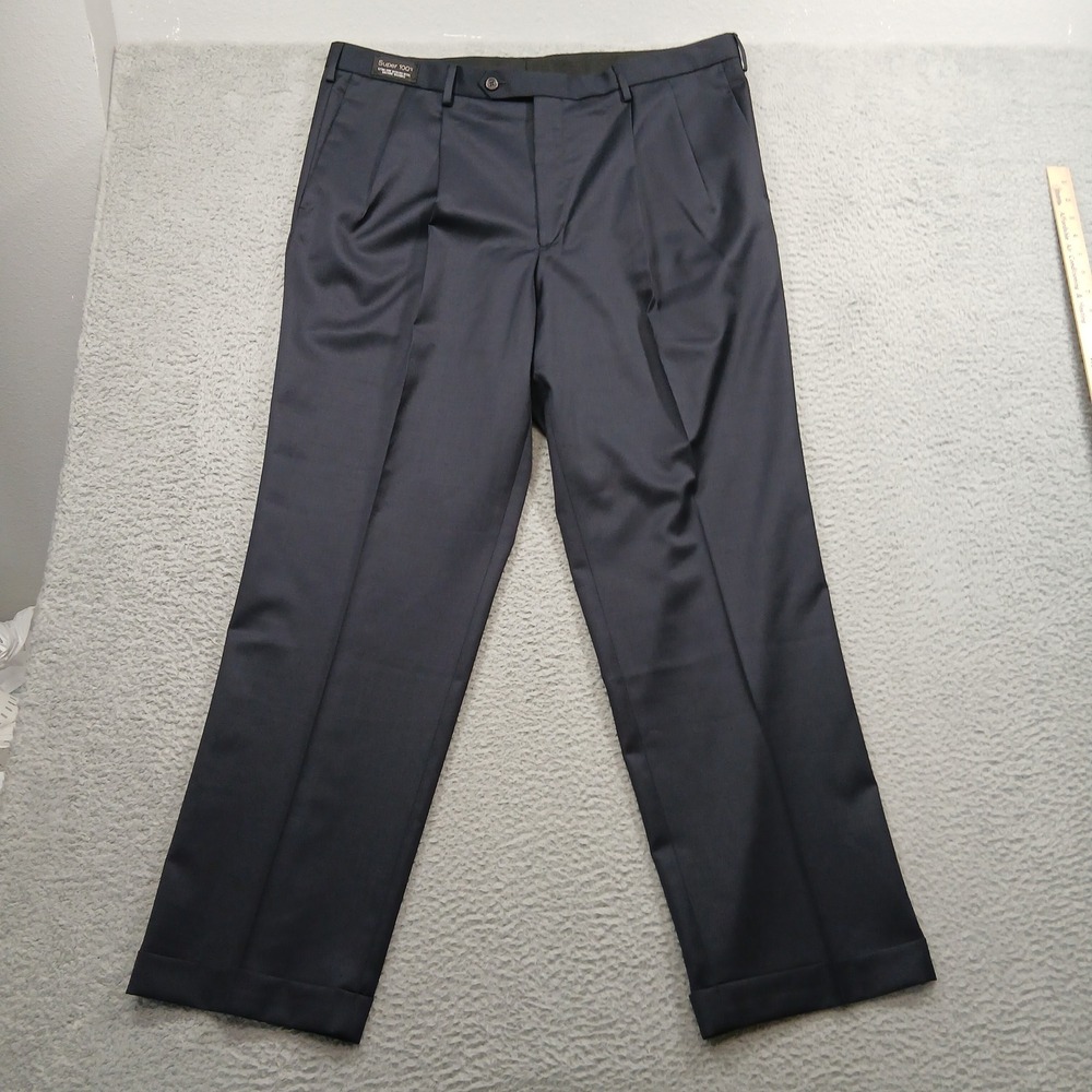 Dockers Collection‎ Super 100's Worsted Wool Pleated Pants 40x32 Navy EUC - Picture 2 of 9